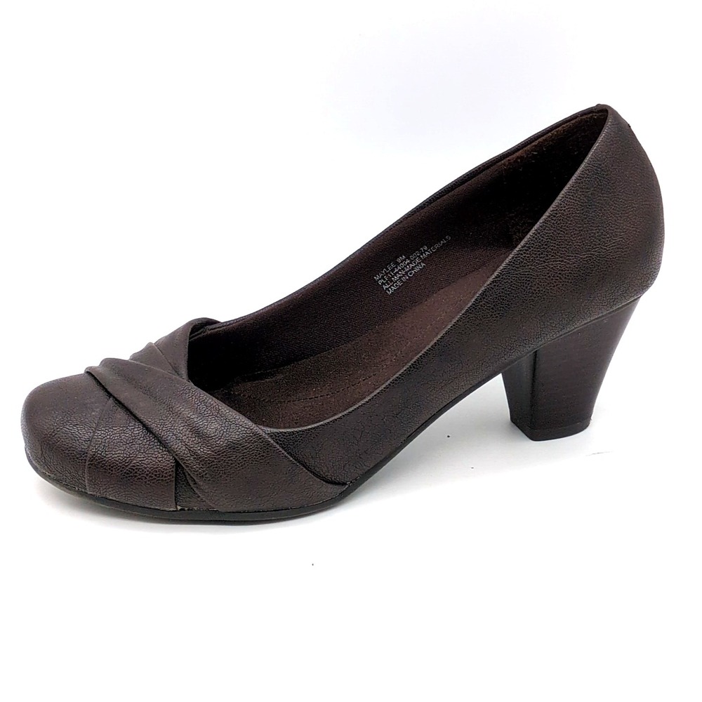 Trendsetter Shoes Womens Maylee Brown 9 Slip On Pumps Classic Career Round Toe